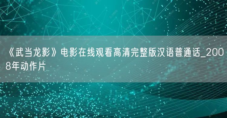 《武当龙影》电影在线观看高清完整版汉语普通话_2008年动作片