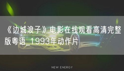 《边城浪子》电影在线观看高清完整版粤语_1993年动作片