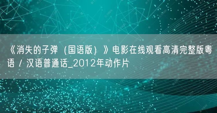 《消失的子弹（国语版）》电影在线观看高清完整版粤语 / 汉语普通话_2012年动作片
